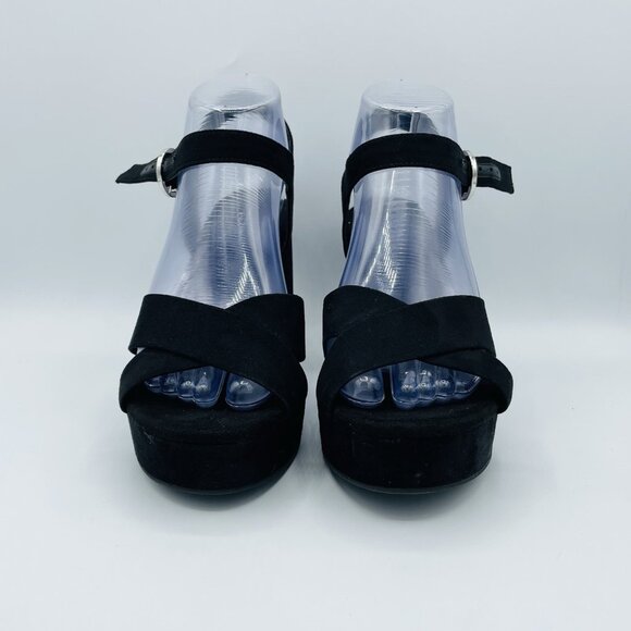 Divided H&M Shoes Womens Size 8 Black Heels Sandals Ankle Strap Buckle Strappy - Picture 4 of 13